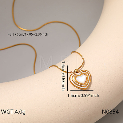 304 Stainless Steel & Natural White Shell Pendant Necklaces for Women WG91666-08-1