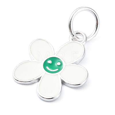 925 Sterling Silver Enamel Smiling Face Flower Charms STER-M119-06D-S-1