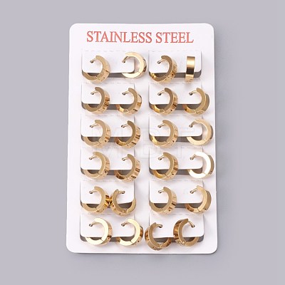304 Stainless Steel Huggie Hoop Earrings EJEW-O087-09F-1