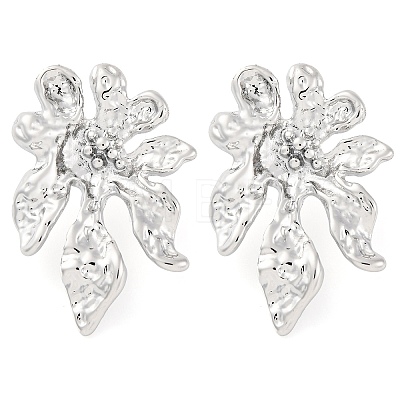 304 Stainless Steel Flower Stud Earrings for Women EJEW-U023-08P-1