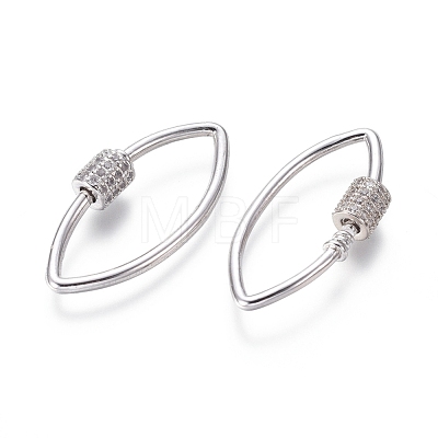 Brass Micro Pave Cubic Zirconia Screw Carabiner Lock Charms ZIRC-I031-19P-1