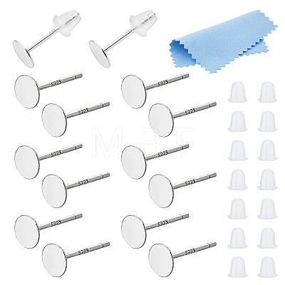 925 Sterling Silver Flat Pad Stud Earring Findings STER-DC0001-57B-1