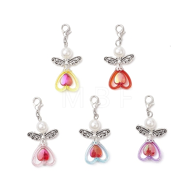 ABS Plastic Imitation Pearl & Transparent Acrylic Pendants Decorations HJEW-JM03603-01-1