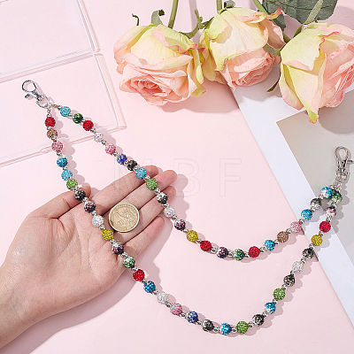 1Pc Polymer Clay Rhinestone Disc Ball and Round Acrylic Beaded Double Layer Pants Chains AJEW-BM0001-27-1