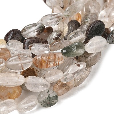 Natural Multicolor Lodolite Quartz Garden Phantom Quartz Beads Strands G-C286-A27-1
