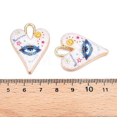 Printed Rack Plating Alloy Enamel Pendants ENAM-T020-01G-1