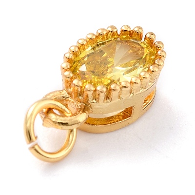 Real 18K Gold Plated Brass Inlaid Cubic Zirconia Charms ZIRC-L100-079G-04-1