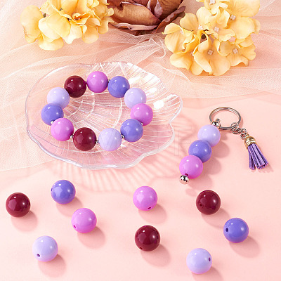 40Pcs 4 Colors Opaque Acrylic Beads MACR-TA0002-97B-1