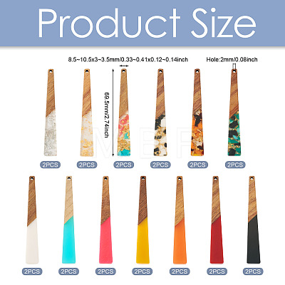 26Pcs 13 Styles Translucent & Opaque Resin & Walnut Wood Big Pendants RESI-TA0001-83-1