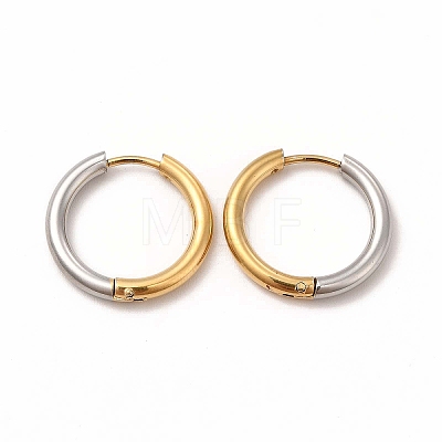 Two Tone 304 Stainless Steel Huggie Hoop Earrings for Women EJEW-C011-07C-1