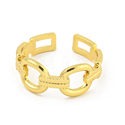 304 Stainless Steel Oval Link Chain Open Cuff Rings for Women RJEW-G321-03G-1