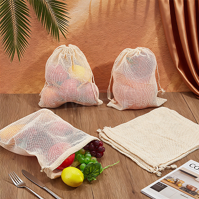 Cotton Mesh Drawstring Bags ABAG-WH0063-133B-1