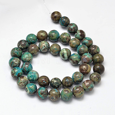 Dyed Natural Ocean Agate/Ocean Jasper Round Beads Strands G-E331-30A-1