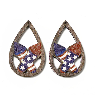 American Flag Theme Single Face Printed Aspen Wood Pendants WOOD-G014-01A-1