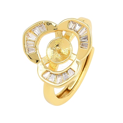 Brass Micro Pave Cubic Zirconia Adjustable Ring Components KK-CBAC351-02G-1