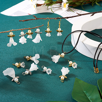 30Pcs 6 Styles Angel Frosted Acrylic Pendants FIND-TA0002-86-1