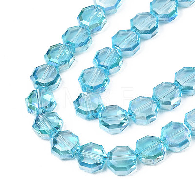 Electroplate Transparent Glass Beads Strands EGLA-N002-27-C04-1