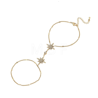 Summer 304 Stainless Steel Crystal Rhinestone Star Link Hand Chain Ring Bracelets for Women SA-CBAAE04-04G-1