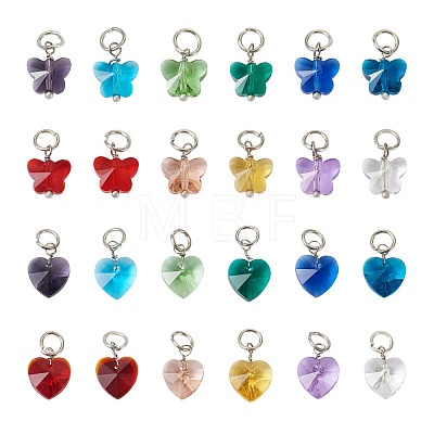 96Pcs 24 Style Faceted Transparent Glass Charms GLAA-SW0001-04-1