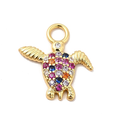 Rack Plating Brass Micro Pave Cubic Zirconia Pendants KK-P230-23G-B-1