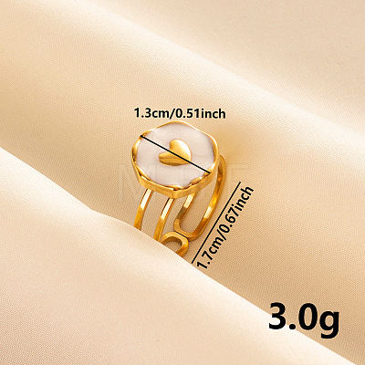 Stylish 304 Stainless Steel Enamel Cuff Ring WD8555-2-1