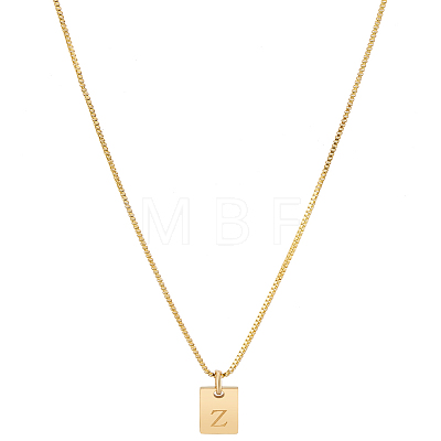 1Pc Stainless Steel Letter Rectangle Pendant Necklaces NJEW-LP0001-34Z-G-1
