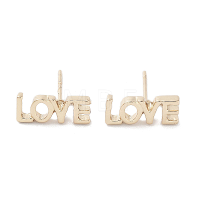 Word LOVE Alloy Studs Earrings for Women EJEW-H309-13KCG-1