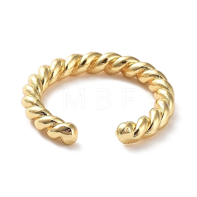 Rack Plating Brass Twist Rope Shape Open Cuff Rings for Women X-RJEW-Q777-01G-1