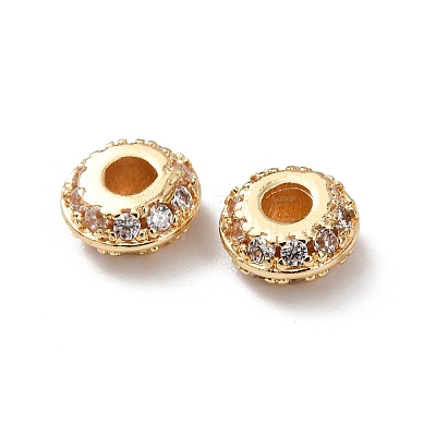 Brass Micro Pave Clear Cubic Zirconia Beads KK-C253-11LG-1