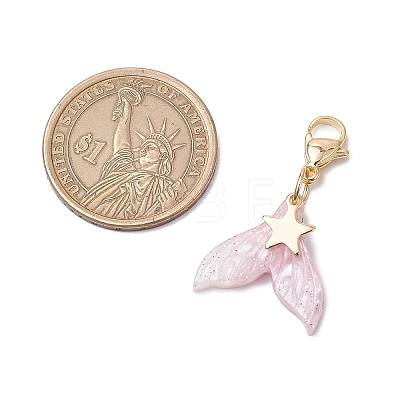 Mermaid Tail Resin Pendant Decorations HJEW-JM03120-1