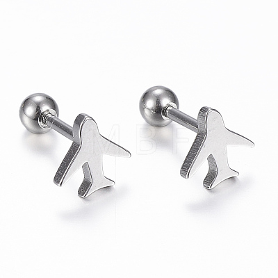 304 Stainless Steel Barbell Cartilage Earrings EJEW-H351-02-1