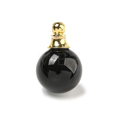 Natural Obsidian Perfume Bottle Pendants G-K338-22G-01-1