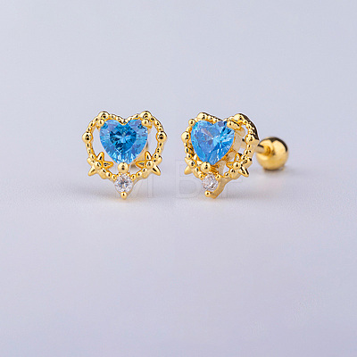 Brass Pave Dodger Blue Cubic Zirconia Cartilage Earrings FS-WGEDAE7-12-1