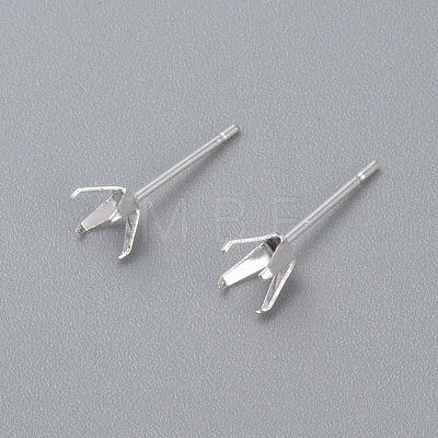304 Stainless Steel Prong Earring Settings LS-X-STAS-O098-06S-03-1