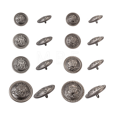 80 Pcs 8 Styles Brass Shank Buttons BUTT-TA0001-10-1