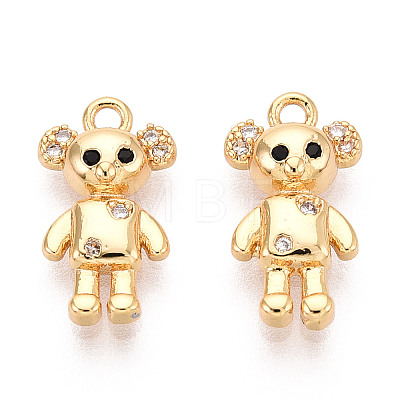 Brass Micro Pave Clear Cubic Zirconia Pendants KK-T078-02G-03-1