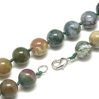 Natural Indian Agate Beaded Necklaces NJEW-S405-10-1