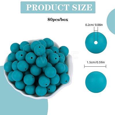 80Pcs Round Silicone Focal Beads SIL-SZ0001-24-16-1