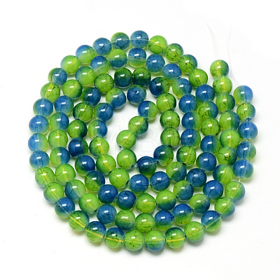 Baking Painted Glass Beads Strands DGLA-Q023-8mm-DB63-1