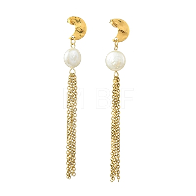 304 Stainless Steel Stud Tassel Earrings for Women EJEW-JE07185-1