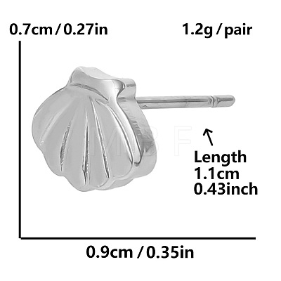 Fashionable Stainless Steel Shell Shape Stud Earrings YG0509-1-1