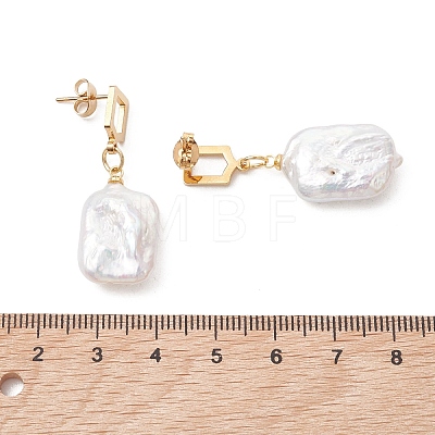 Rectangle Natural Baroque Pearl Keshi Pearl Dangle Stud Earrings EJEW-JE07002-1