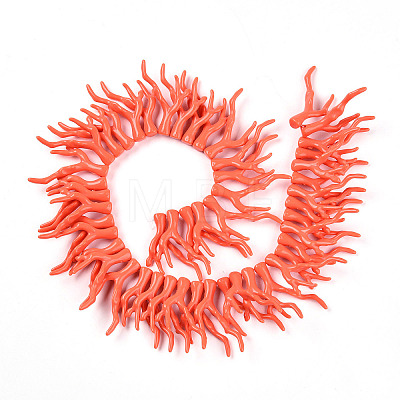 Opaque Acrylic Imitation Coral Beads Strands SACR-P033-02A-08-1