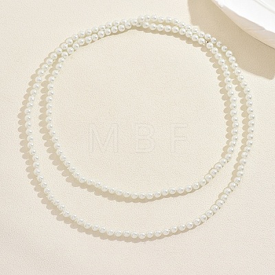 French Style 8MM Round Plastic Imitation Pearl Beaded Long Necklaces for Women EA7399-2-1