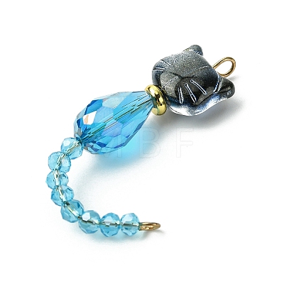 Cat Shapes Glass Links Connector Charms PALLOY-JF03239-1