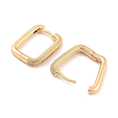 Brass with Cubic Zirconia Hoop Earrings EJEW-G363-18KCG-1