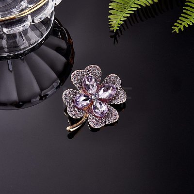 Cubic Zirconia Clover Brooch Pin JBR105D-1