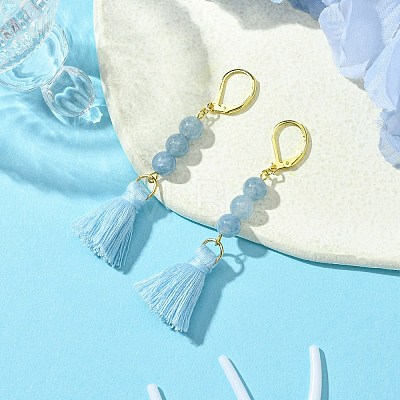 Polycotton Tassel Leverback Earrings EJEW-JE06004-1