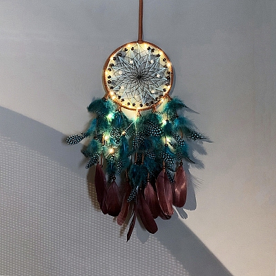 Woven Web/Net with Feather Hanging Ornaments PW-WG532D1-01-1