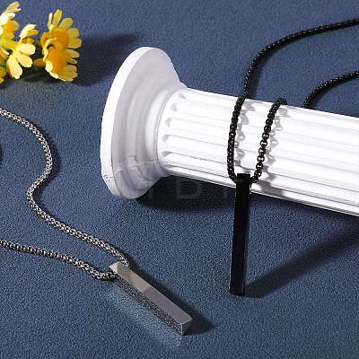 2Pcs 2 Color Stainless Steel Minimalist Rectangle Pendant Necklaces Set JN1123A-1